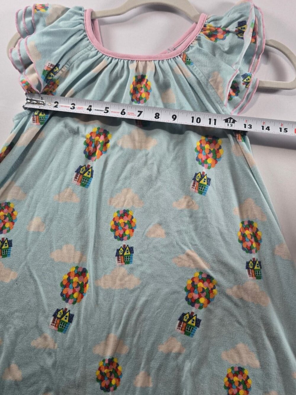 Disney Pixar Up Girls Nightgown Size 7/8 Blue Balloon House Flutter Sleeve Pajam - Picture 8 of 9